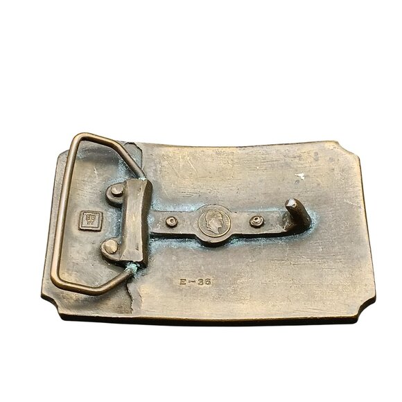 Vintage Wells Fargo & Company Brass Belt Buckle with Stagecoach Design - Picture 2 of 2